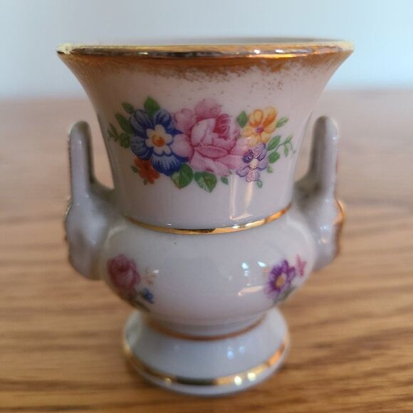 M Elfinware Germany Urn Shaped Mini Bud Vase Flowers With Gold Trim Bottom Stamp - Picture 6 of 10